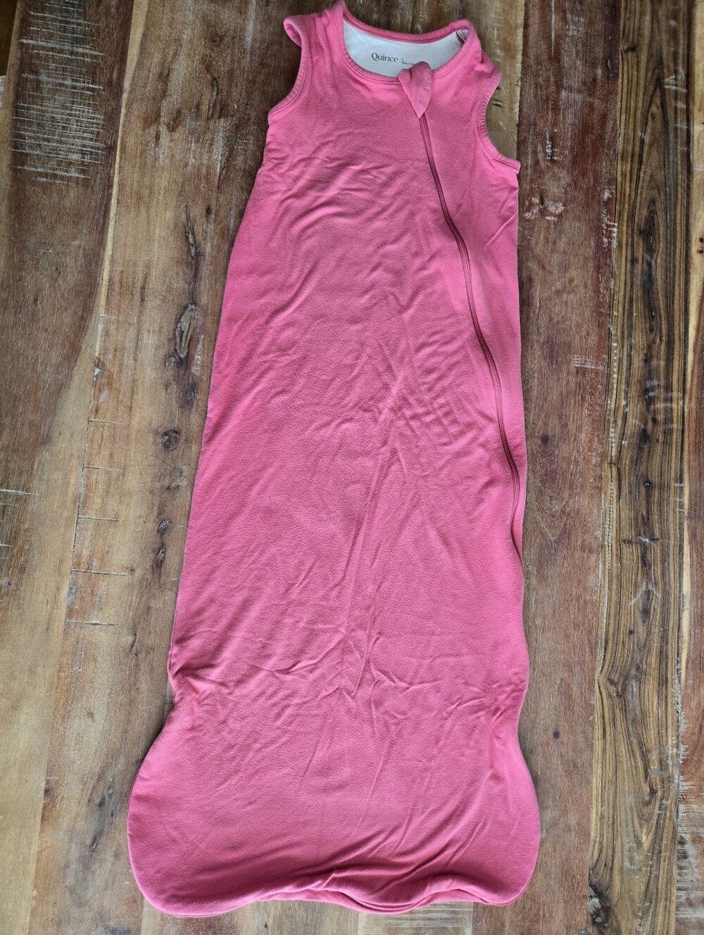 Quince Red Sleeveless Baby Sleep Sack with Side Zip.